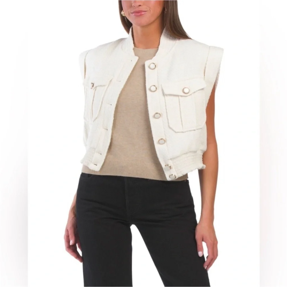 Christian Lacroix Boucle’ Tweed Crop Vest Sleeveless Jacket Intermix $395 - Picture 10 of 16